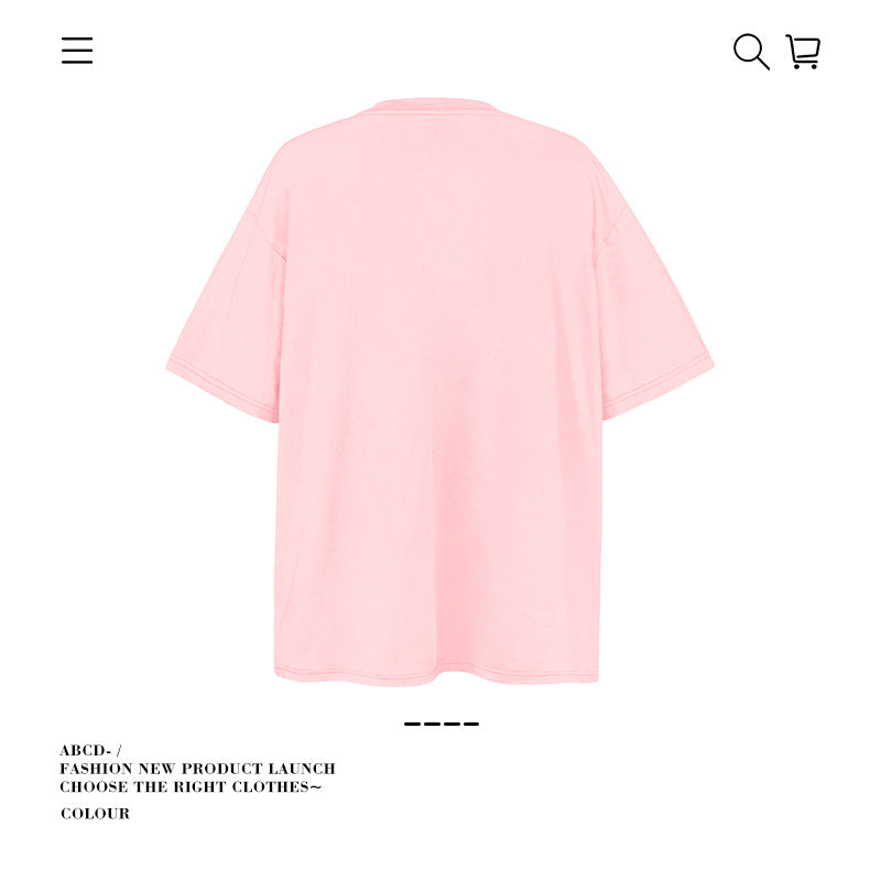 American vintage street T-shirt pure cotton men's and women's summer loose