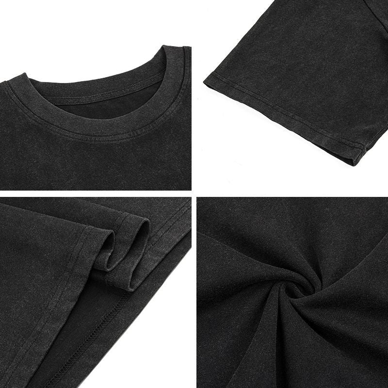 American vintage street T-shirt retro men's summer loose half-sleeved shirt