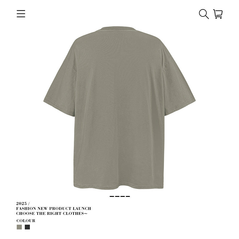 American vintage street T-shirt pure cotton retro men's and women's summer loose half sleeves