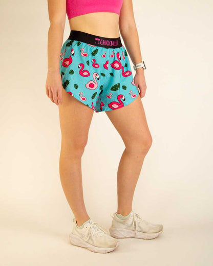 Women's Blue Flamingo 4" Split Shorts