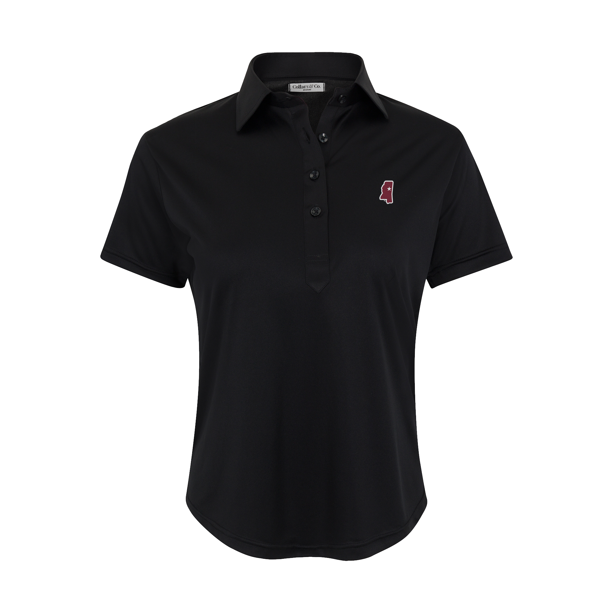 Mississippi State Women's Cap Sleeve Semi Spread Polo Black