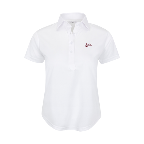 Mississippi State Women's Cap Sleeve Semi Spread Polo White