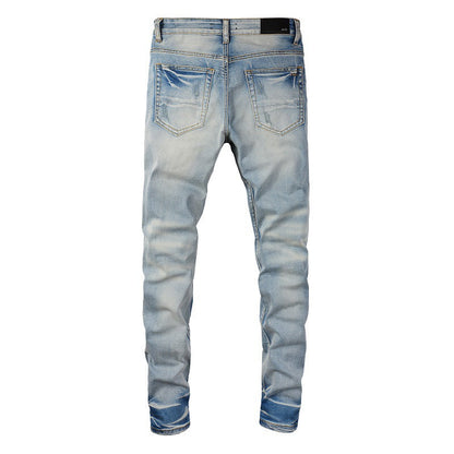 Amiri Jeans Casual Hip Hop Washed Splash-Ink Painted Jeans Men #848