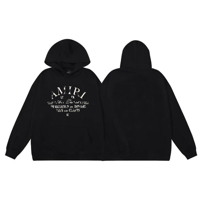 Amiri Hoodie Letter Print Hooded Sweater Loose Men and Women