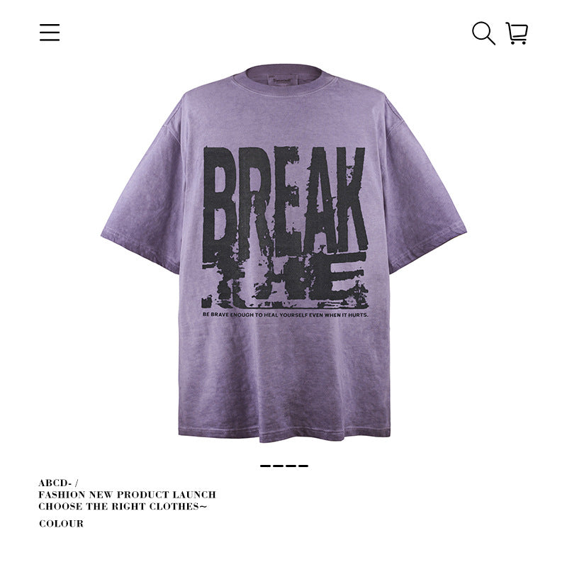 American vintage street T-shirt pure cotton men's and women's summer loose
