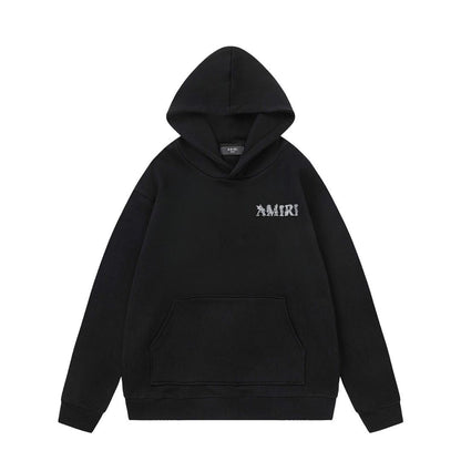 Amiri Hoodie AMI Lace Embroidery Letter Pattern Hooded Sweater for Men and Women