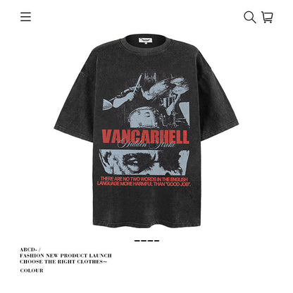 American vintage street T-shirt retro men's loose top