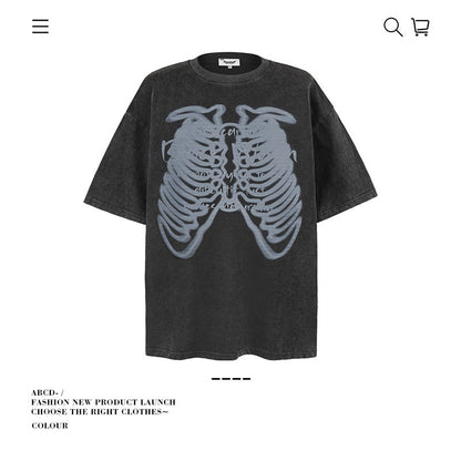 American vintage street T-shirt cotton men loose summer