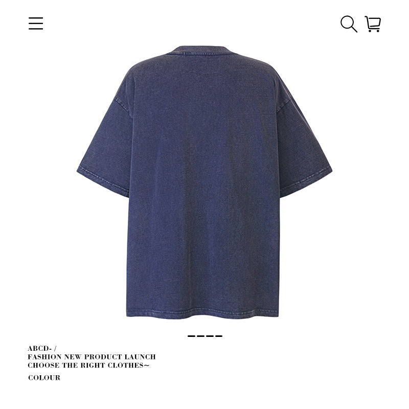 American vintage street T-shirt pure cotton men's and women's summer loose