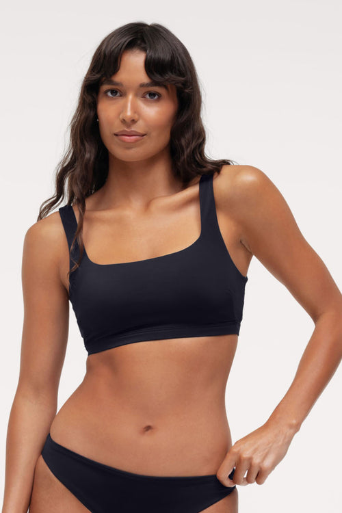 Square Neck Bikini Top | Smooth Black