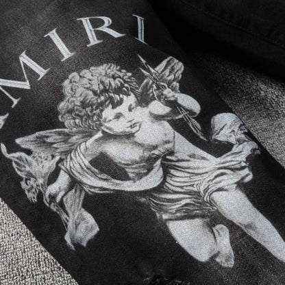 Amiri Jeans Casual Hip Hop Painted Slim Jeans Men