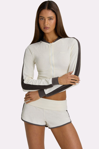Terry Zip-Up Jacket in Coconut