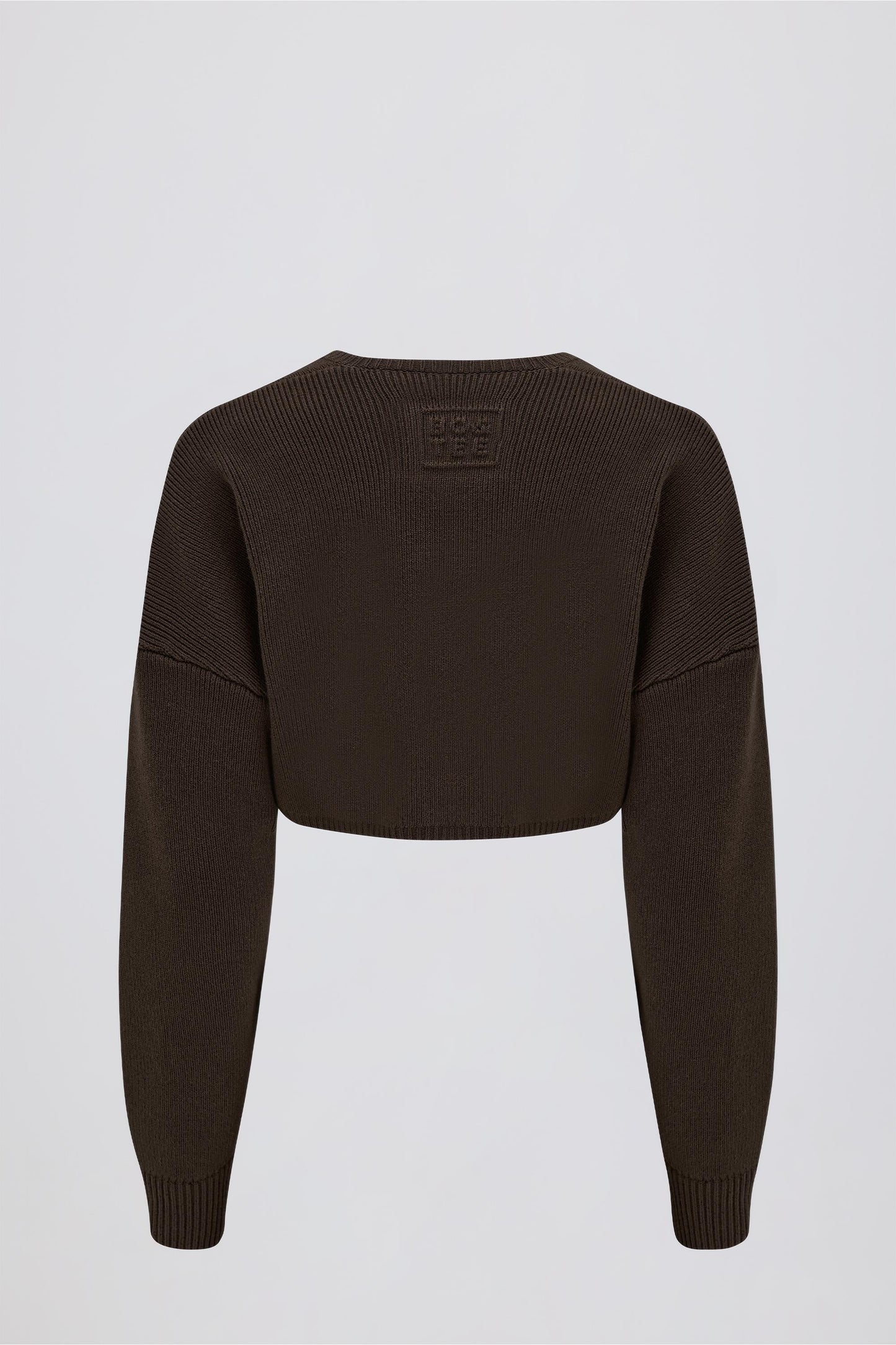 Ribbed-Knit Cropped Shrug in Pecan